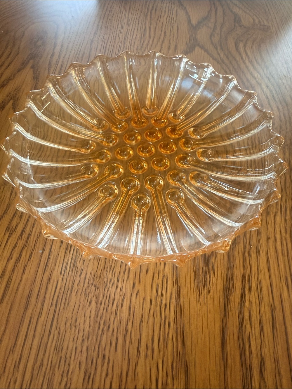 Vintage Amber Glass Decorative Serving Bowl